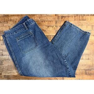 Venezia Jeans Women 22 Denim Cropped Wide Leg Pants 100% Cotton Patch Pockets